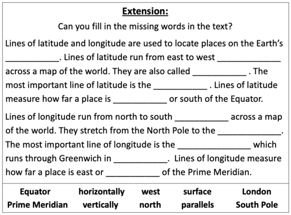 Identifying lines of latitude and longitude - extension