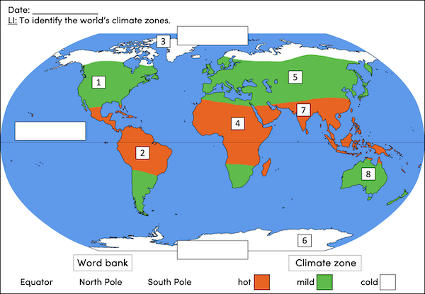 Identifying world climate zones - activity