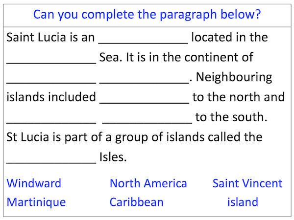 Locating St Lucia in the Caribbean - extension