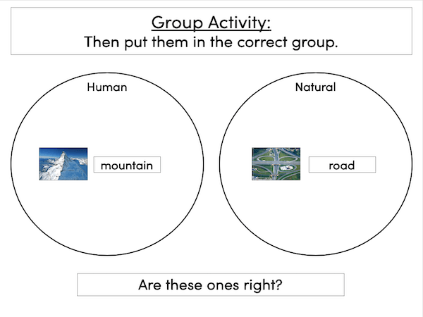 Identifying human and natural features of the world - group activity2