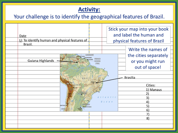 Identifying the human and physical features of Brazil - activity - harder