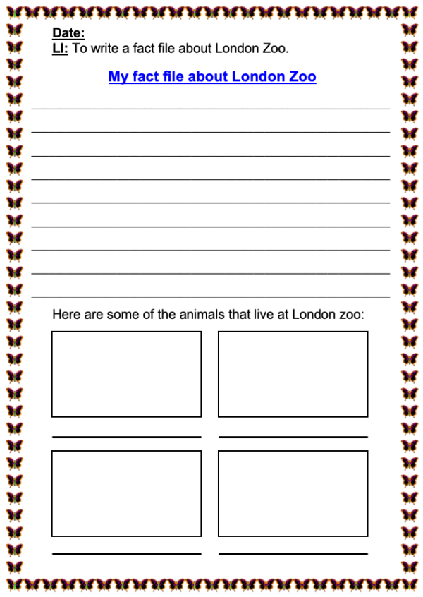 Introduction to London Zoo - activity - harder