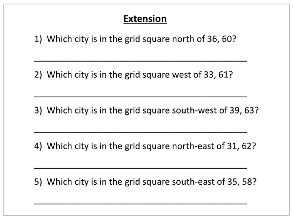 Locating Brazilian cities using 4 and 6-figure grid references - activity 1 - extension