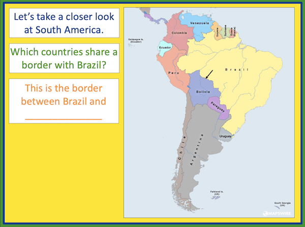 Locating countries and capitals of South America - presentation 1