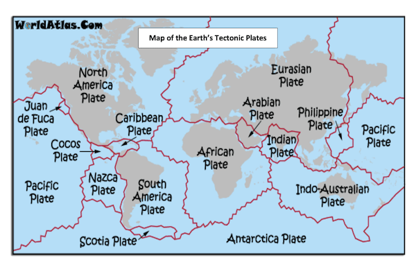 Understanding tectonic plates - map - harder
