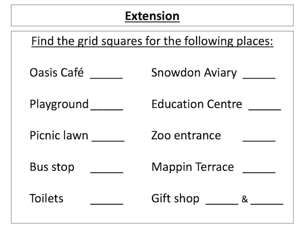 Using grid references at London Zoo - extension