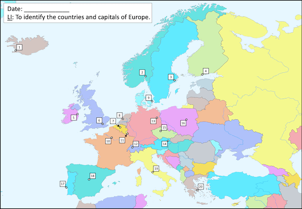 Identifying the countries and capitals of Europe - 20