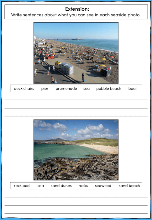 Identifying features of the seaside - extension - harder