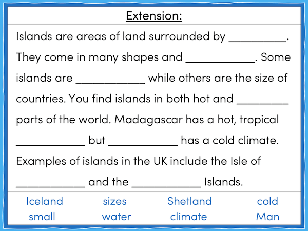 Identifying islands of the UK - activity - extension